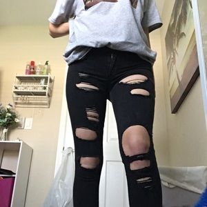 Black Distressed Hollister Jeans